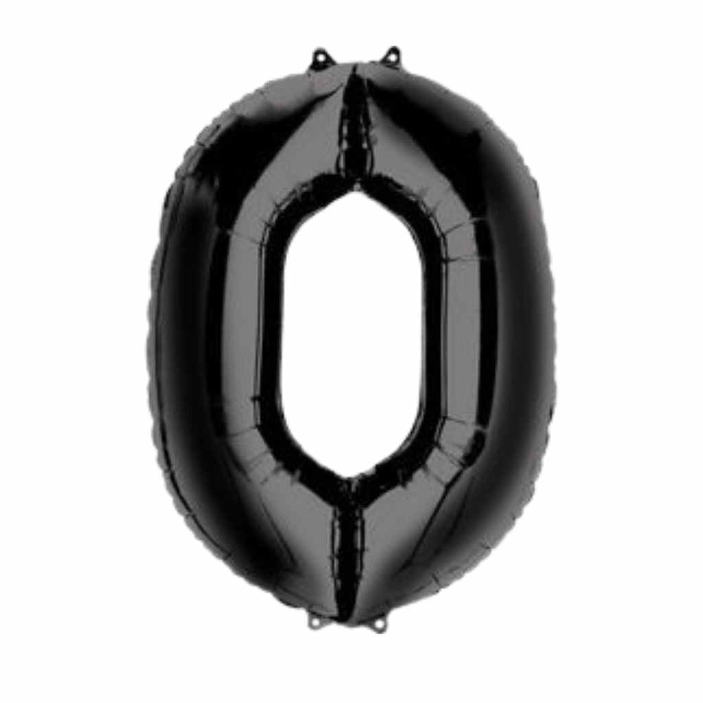 Large Number Black Foil Balloons 34"