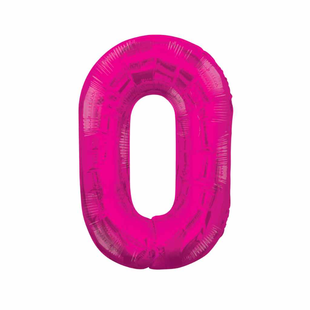 Large Number Hot Pink Foil Balloons 34"