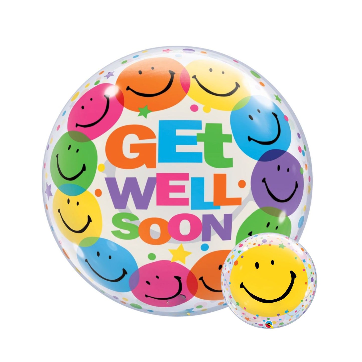 Get Well Soon Happy Face Balloon 22"
