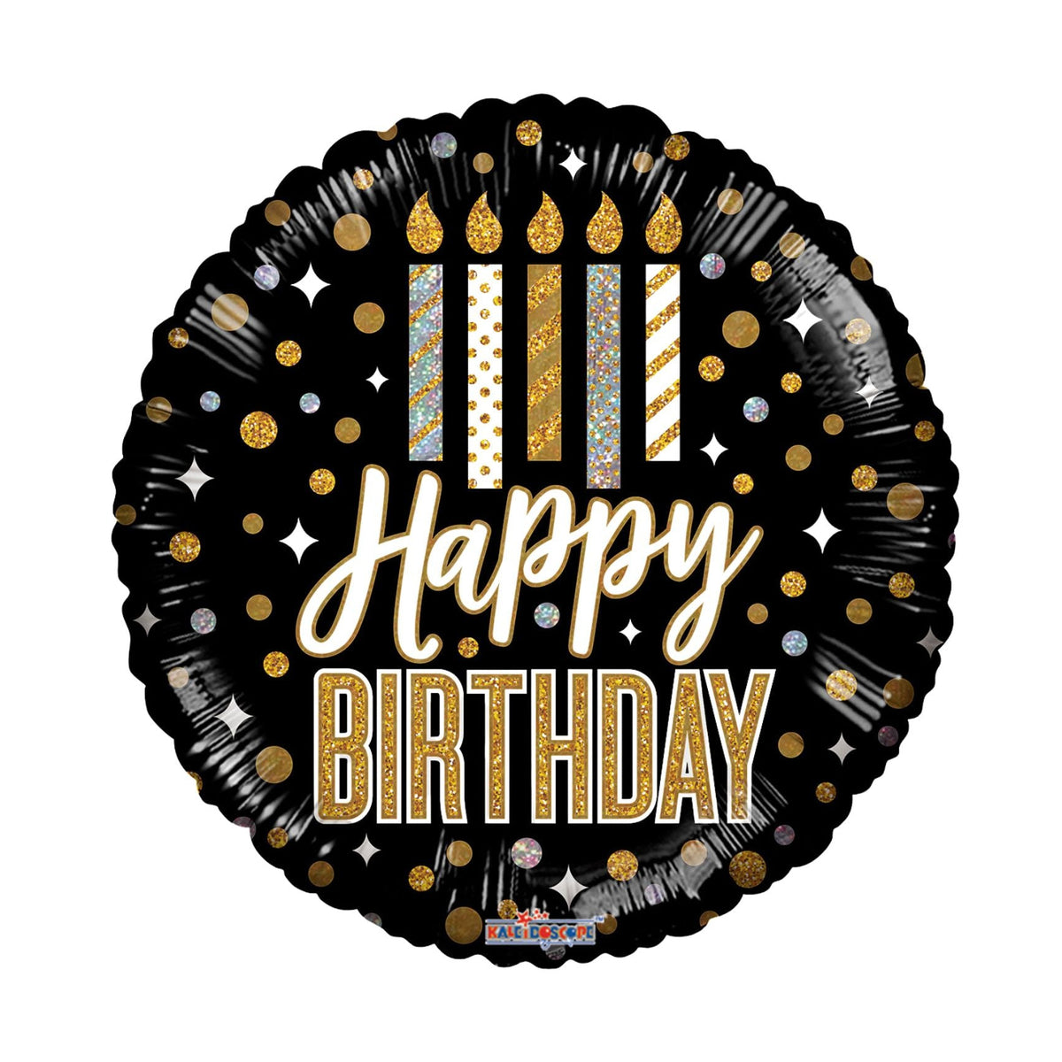 Happy Birthday Black Candles Foil Balloon 18"