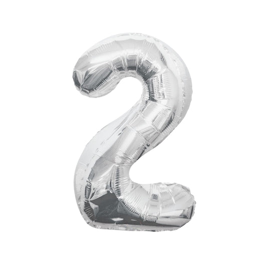 Large Number Silver Foil Balloons 34"