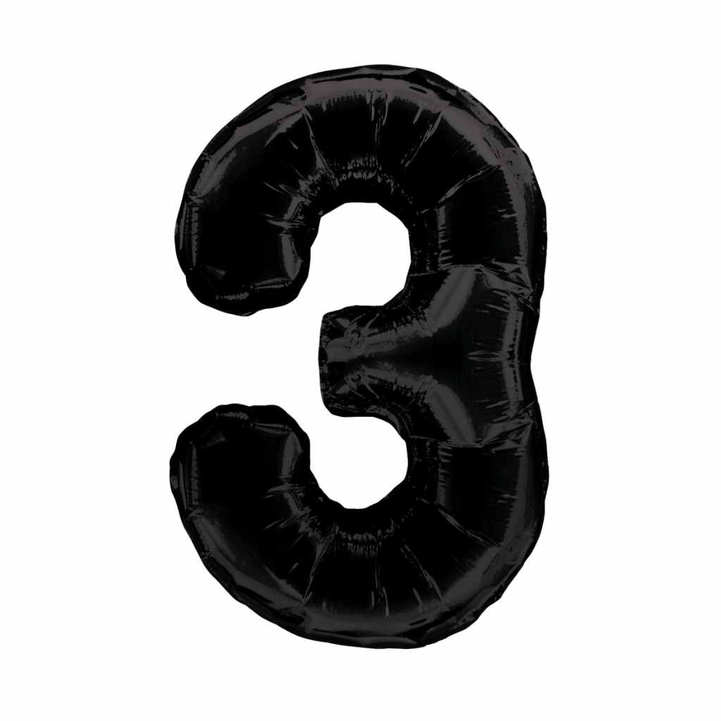 Large Number Black Foil Balloons 34"