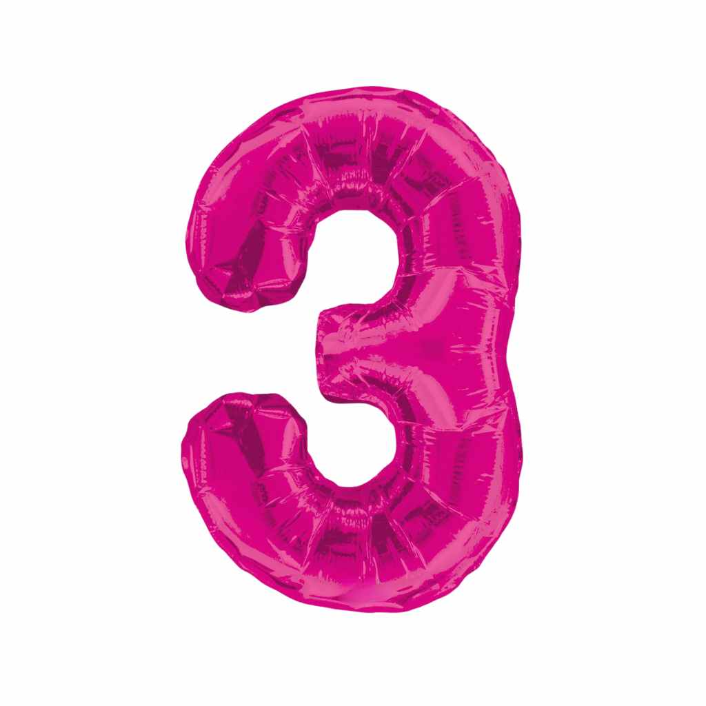 Large Number Hot Pink Foil Balloons 34"