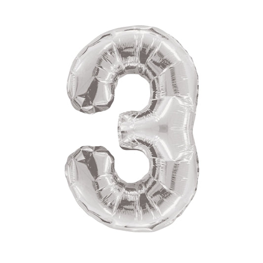 Large Number Silver Foil Balloons 34"