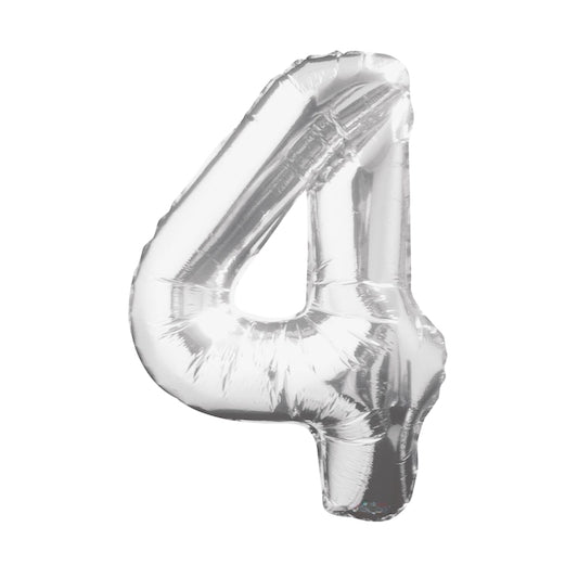 Large Number Silver Foil Balloons 34"