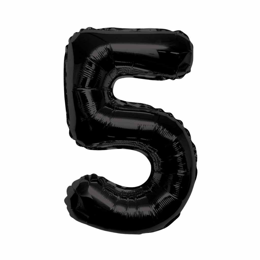 Large Number Black Foil Balloons 34"