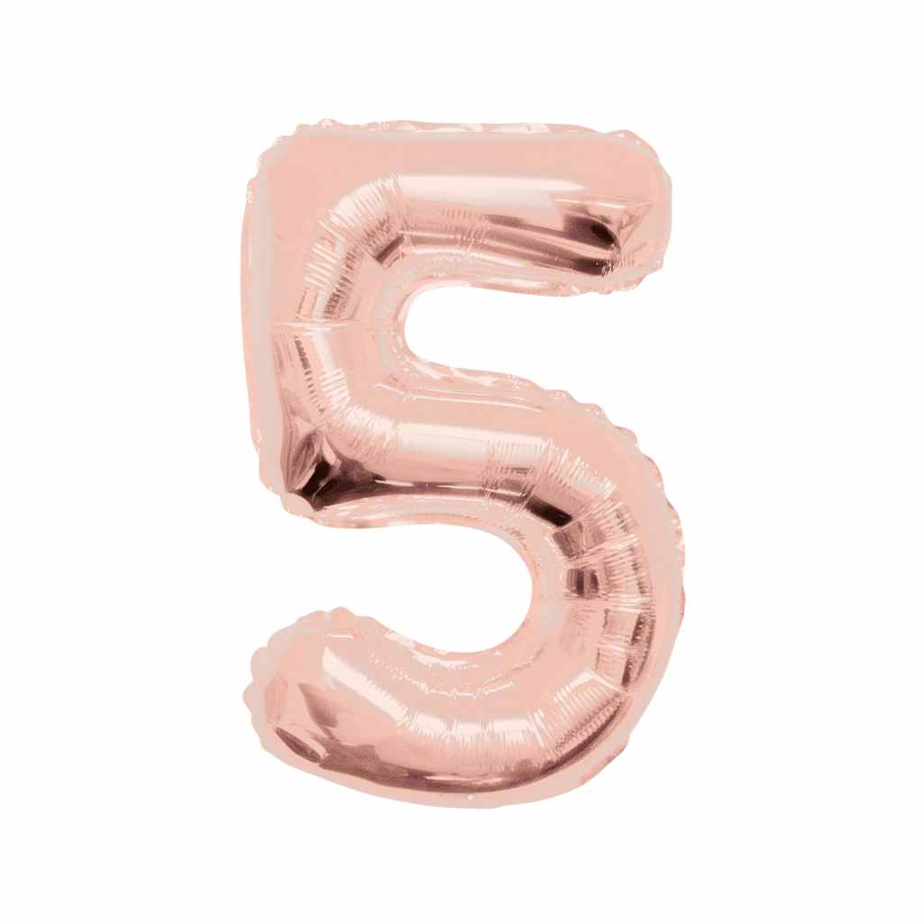Large Number Rose Pink Foil Balloons 34"
