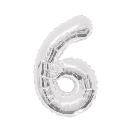Large Number Silver Foil Balloons 34"