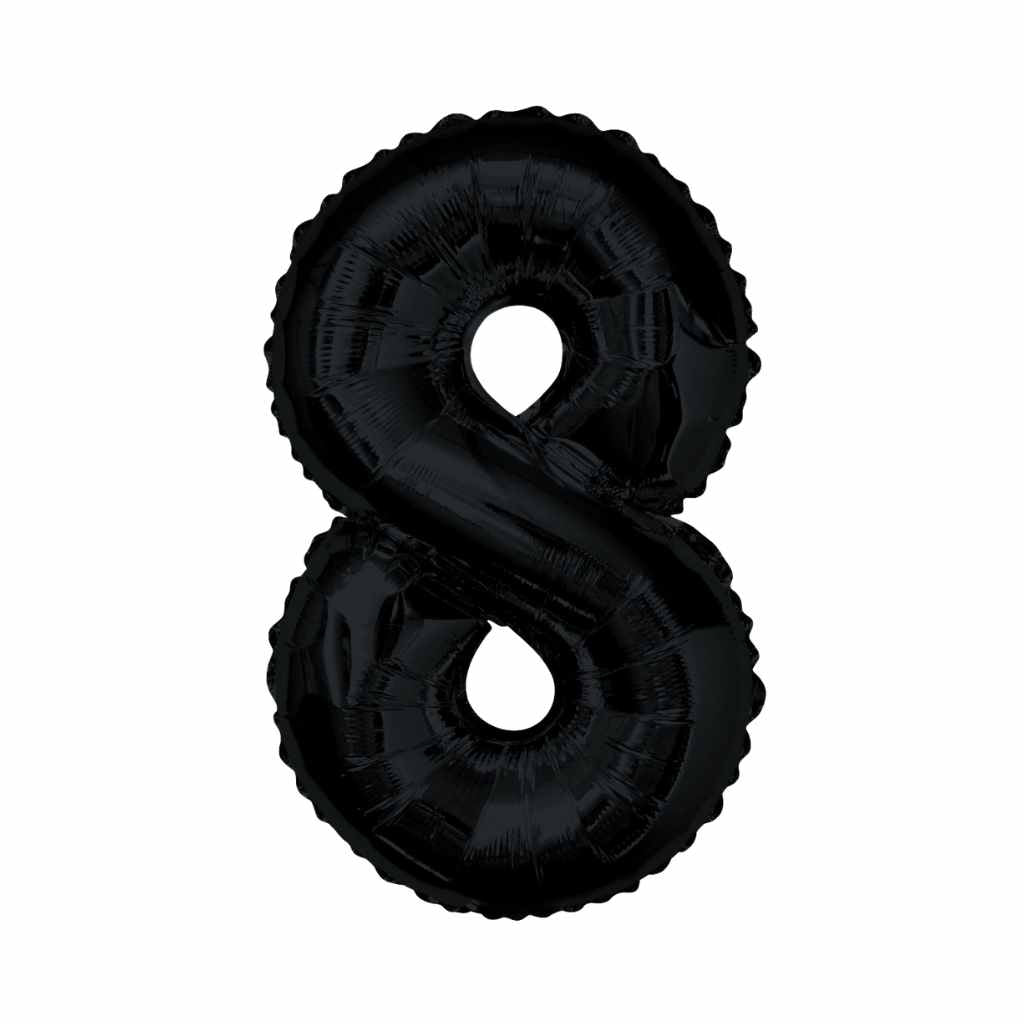 Large Number Black Foil Balloons 34"