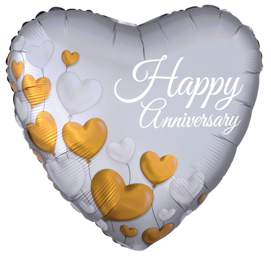 Happy Anniversary Platinum Heart Balloon 18''