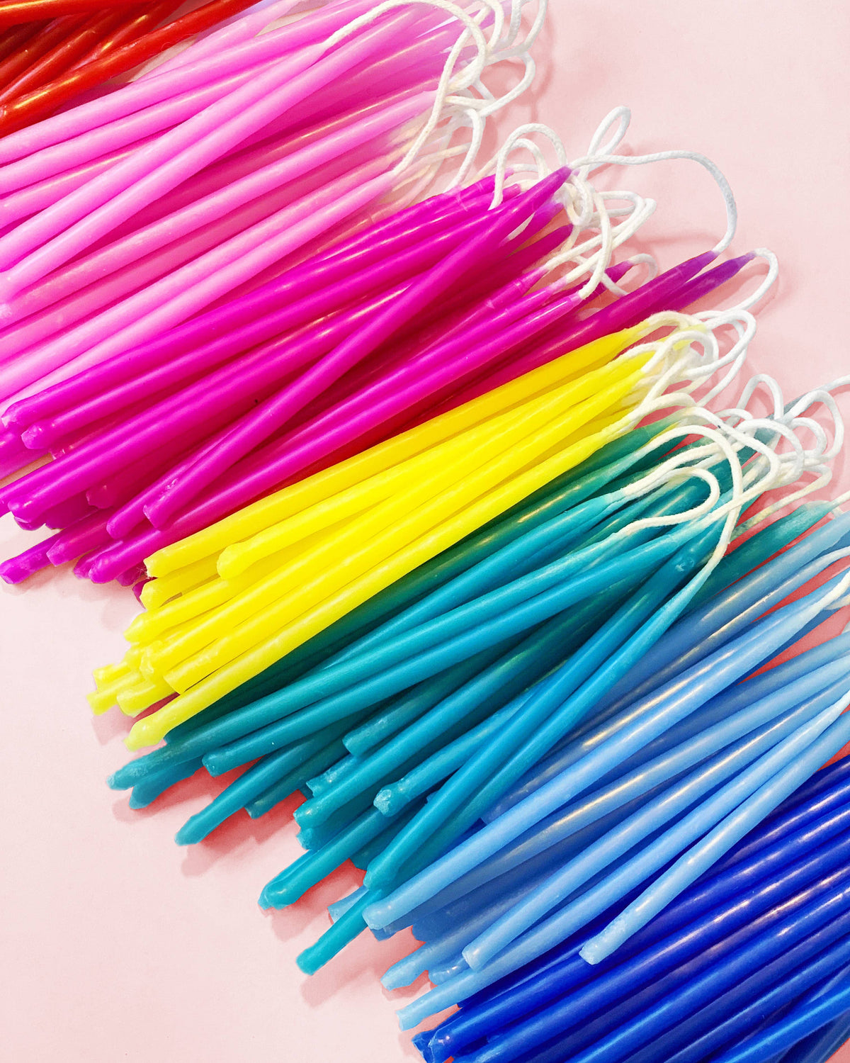 Hand-Dipped Beeswax Birthday Candles: Coral Crush