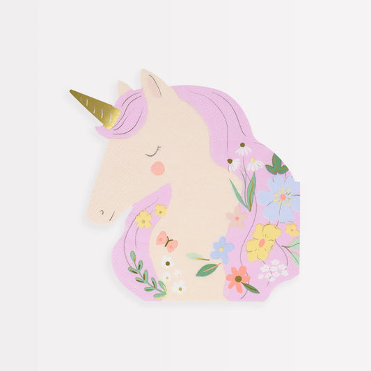 Magical Unicorn & Meadow Flower Party Napkins – Set of 16