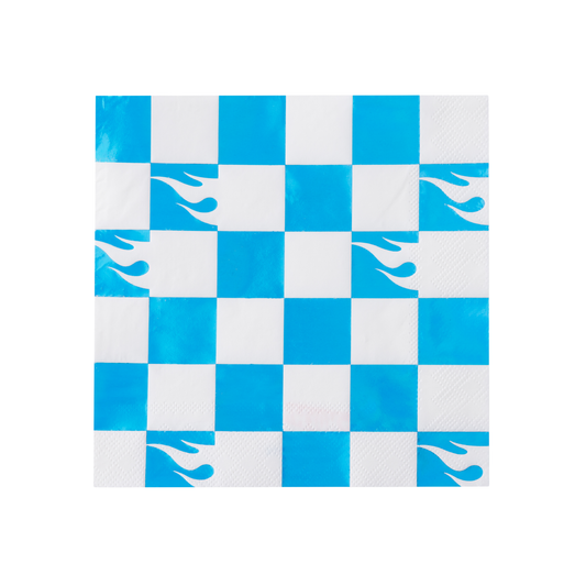 Hot Wheels™ Blue Flame Checker Party Napkins – Set of 20