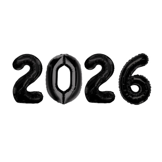 2026 Large Number Black Foil Balloons 34"