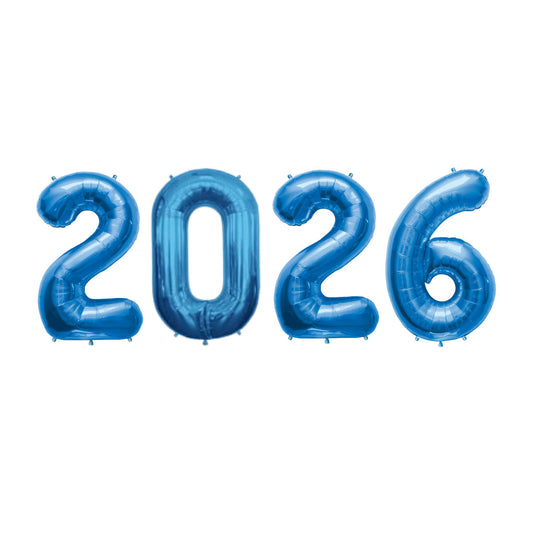 2026 Large Number Blue Foil Balloons 34"