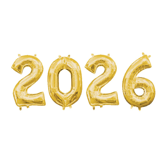 2026 Large Number Gold Foil Balloons 34"