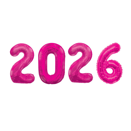 2026 Large Number Hot Pink Foil Balloons 34"