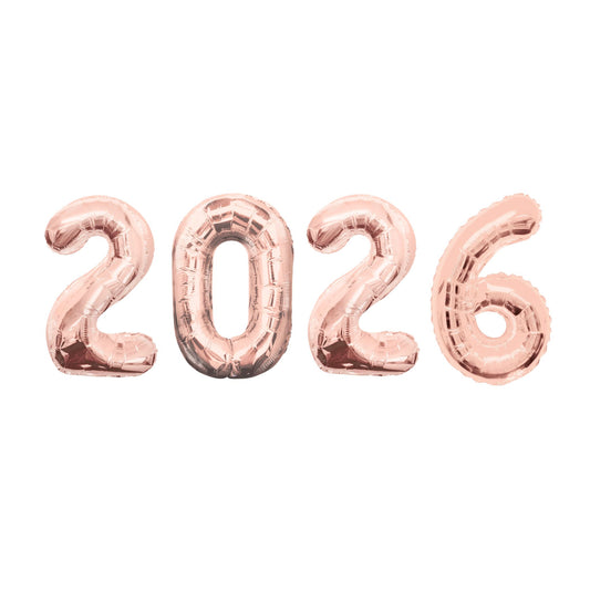2026 Large Number Rose Pink Foil Balloons 34"