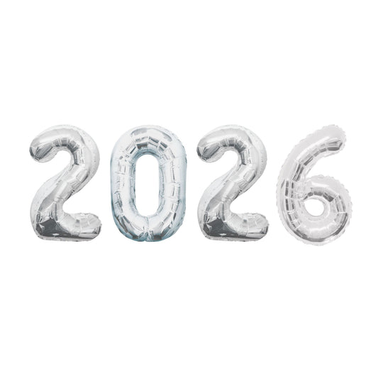 2026 Large Number Silver Foil Balloons 34"