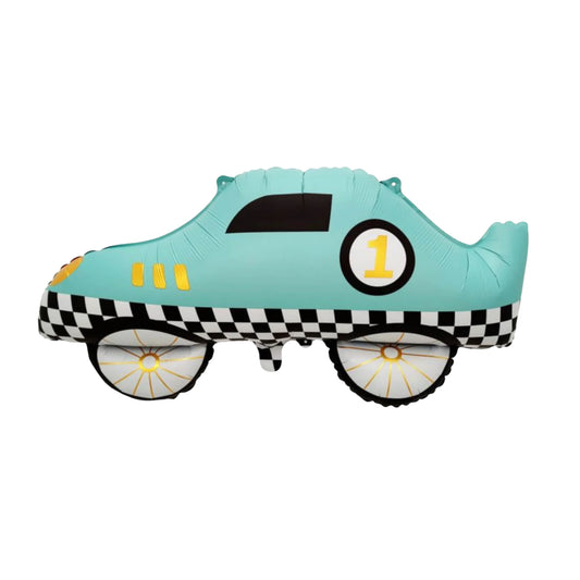Matte Blue Retro Race Car Balloon 30"