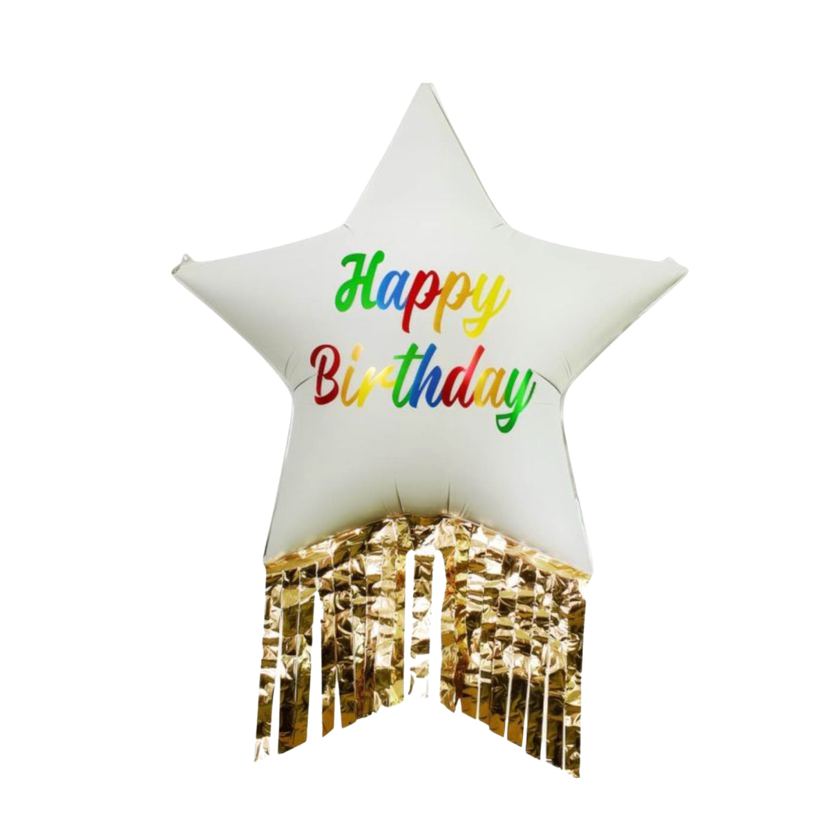 Happy Birthday White Star Balloon 39"