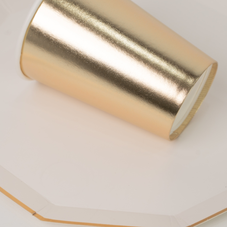 Gold Foil Party Cups (12 oz, Set of 8)