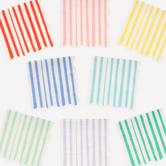 Colorful Striped Scalloped Party Napkins – Set of 16