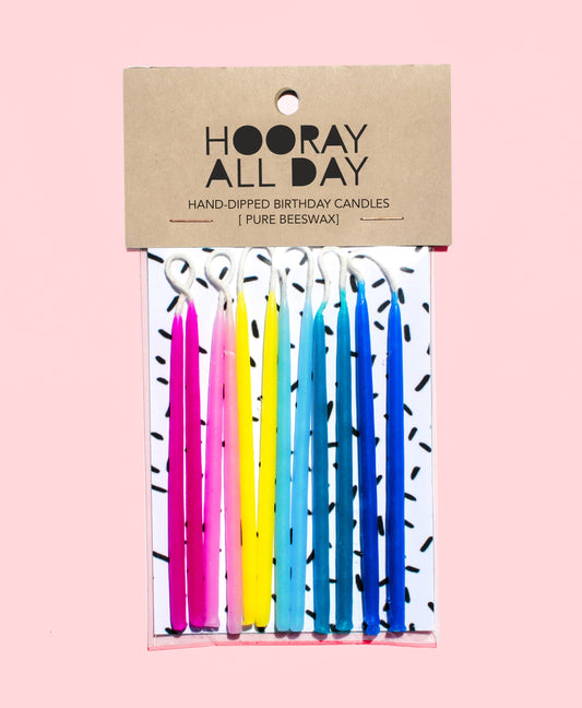 Hand-Dipped Beeswax Birthday Candles: Rainbow Riot