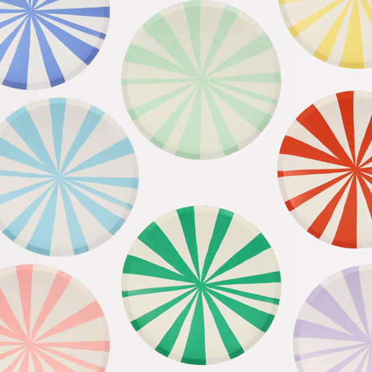 Colorful Striped Party Plates – Set of 8