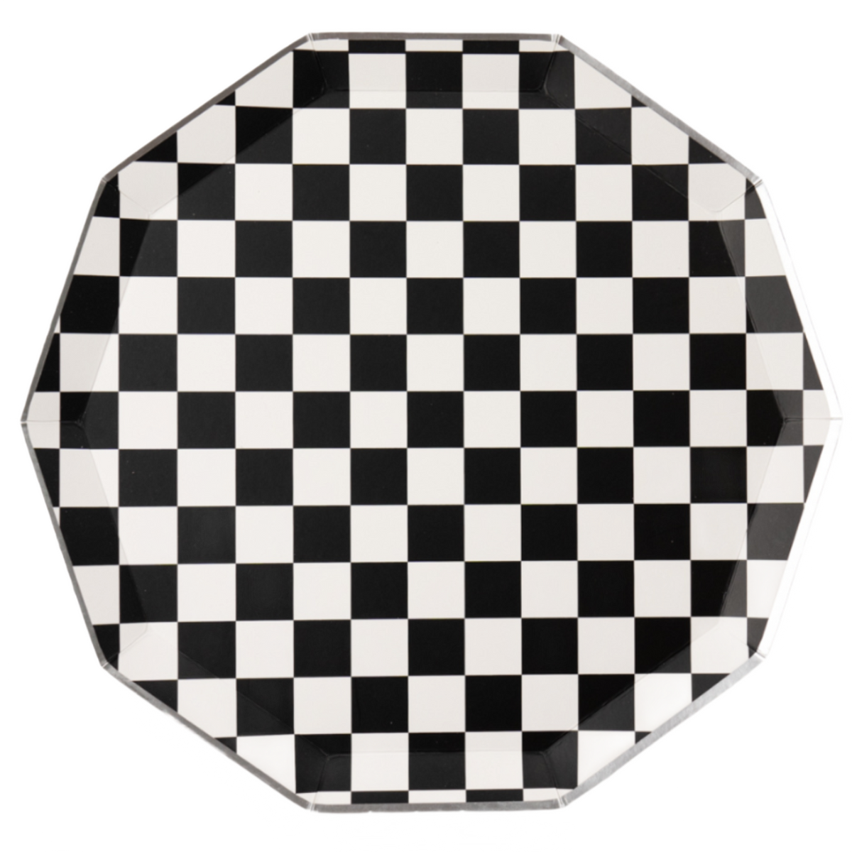 Black & White Checkerboard Dinner Plates – Set of 8