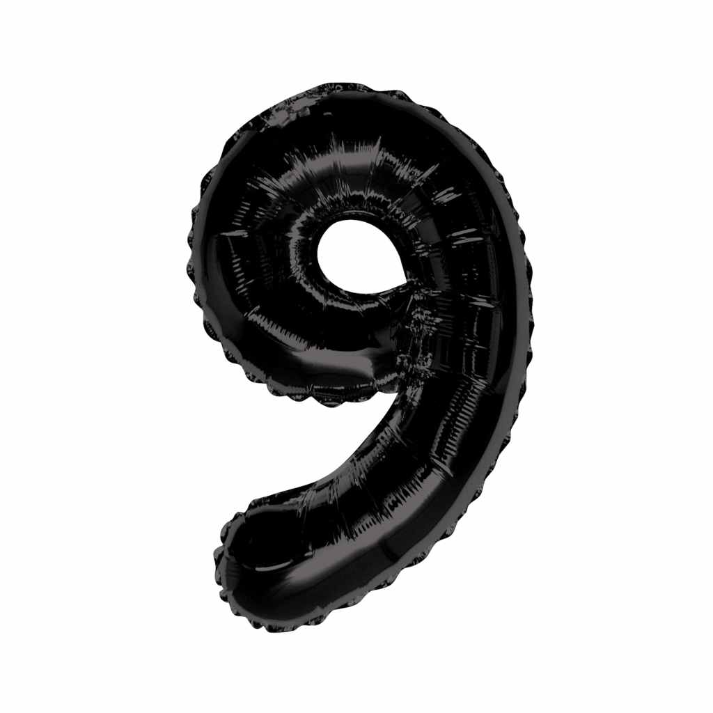 Large Number Black Foil Balloons 34"