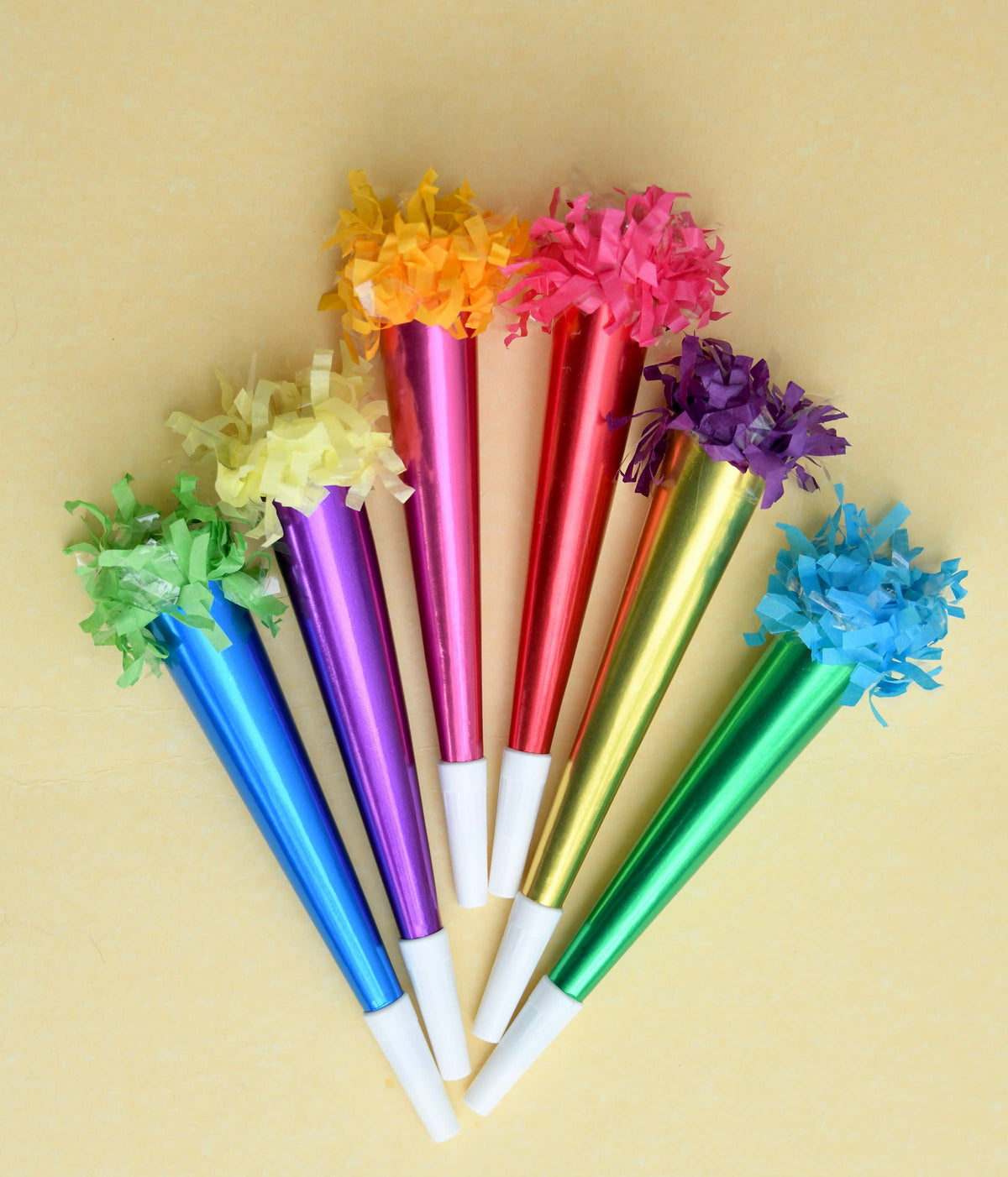 Multi Color Party Horn Bouquet 12" - Set of 6