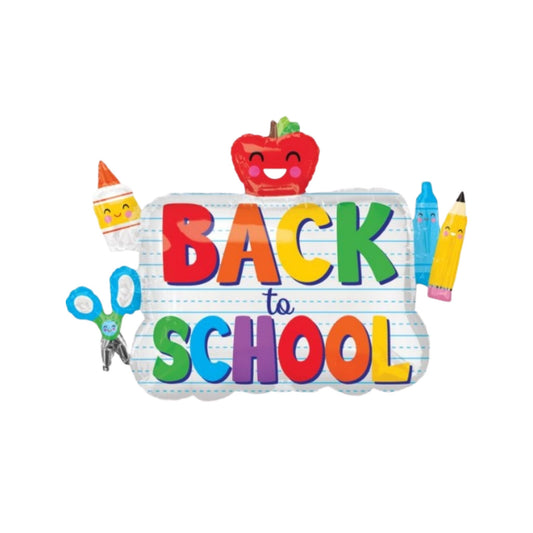 Back To School Note Paper Foil Balloon 34"