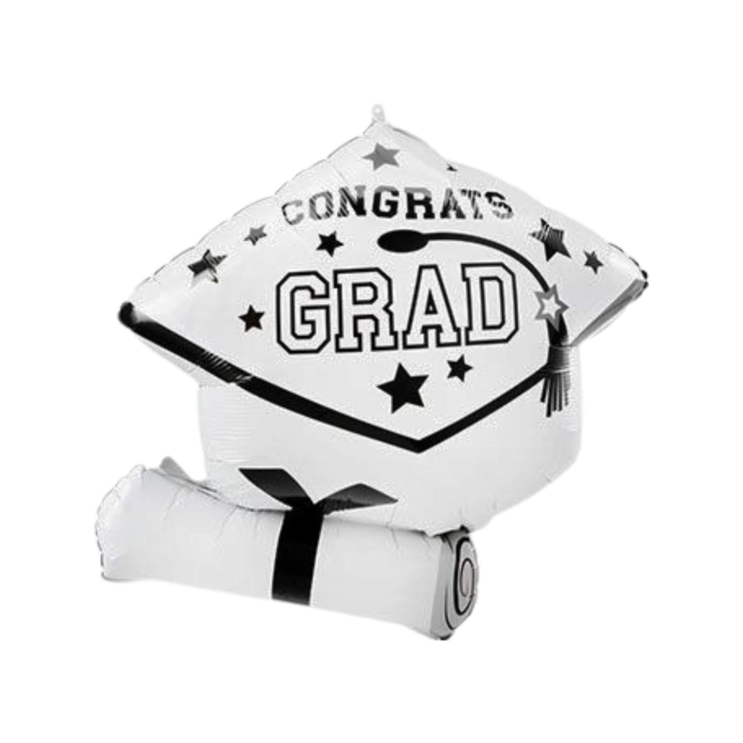 White Graduation Cap Foil Balloon 25"