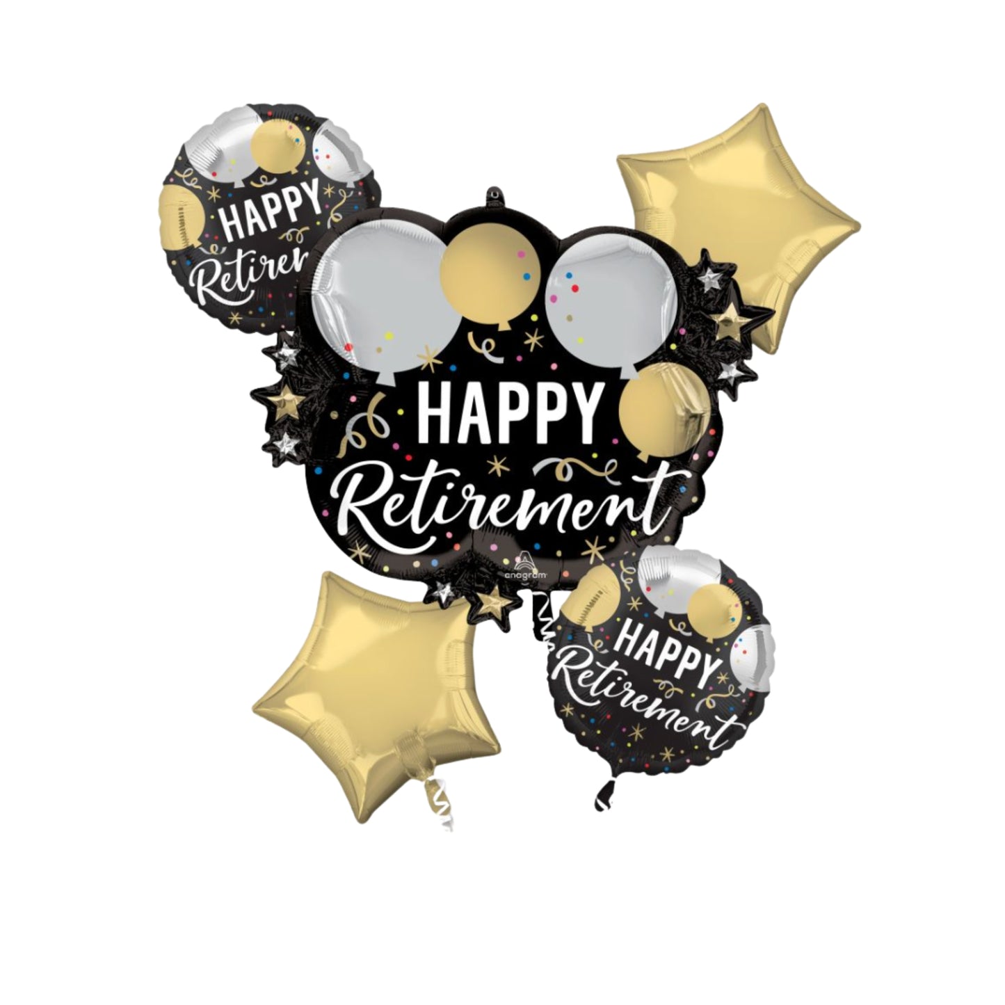 Bouquet Black Silver Gold Retirement Balloon