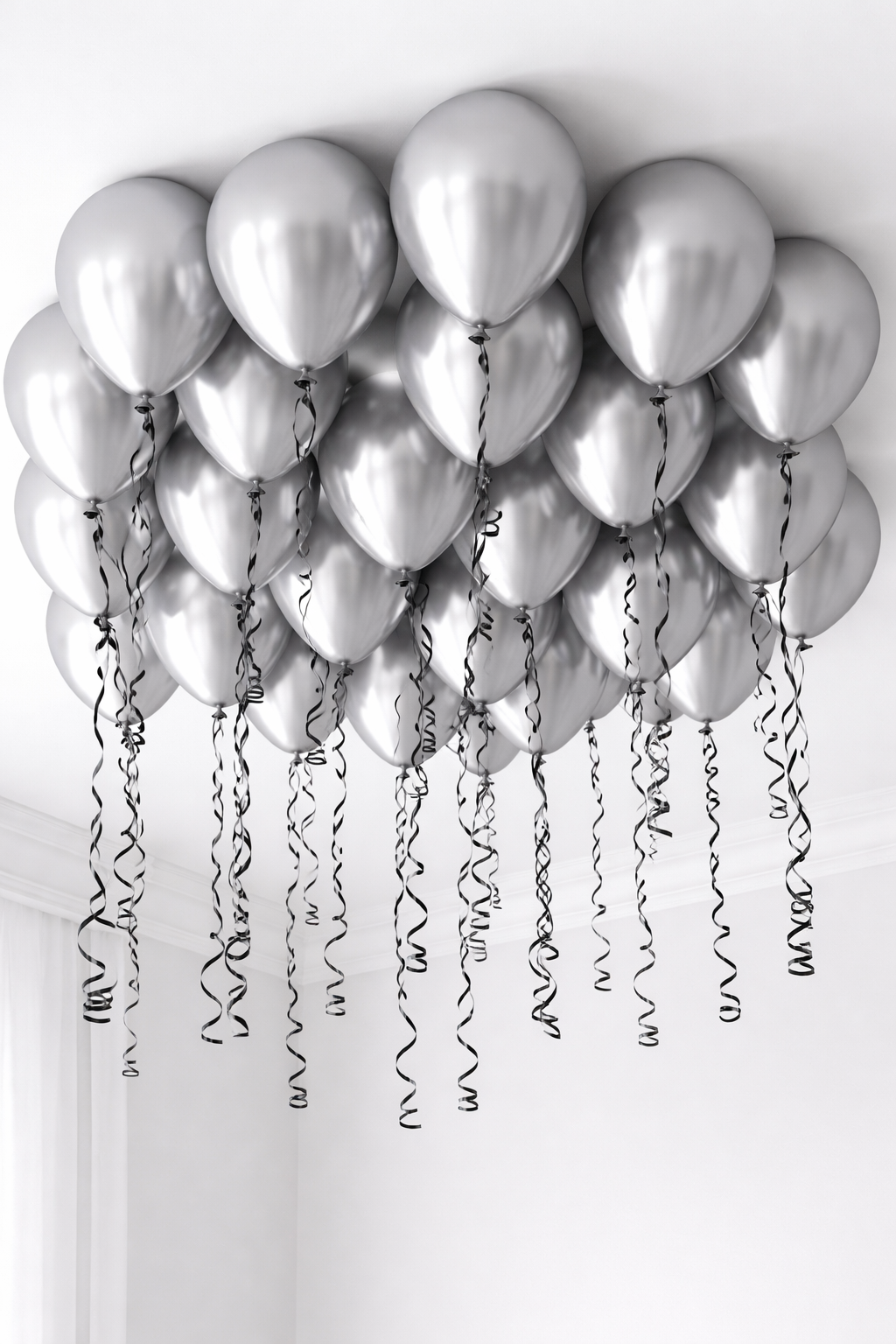 Silver Ceiling Sparkle - 25 Balloons