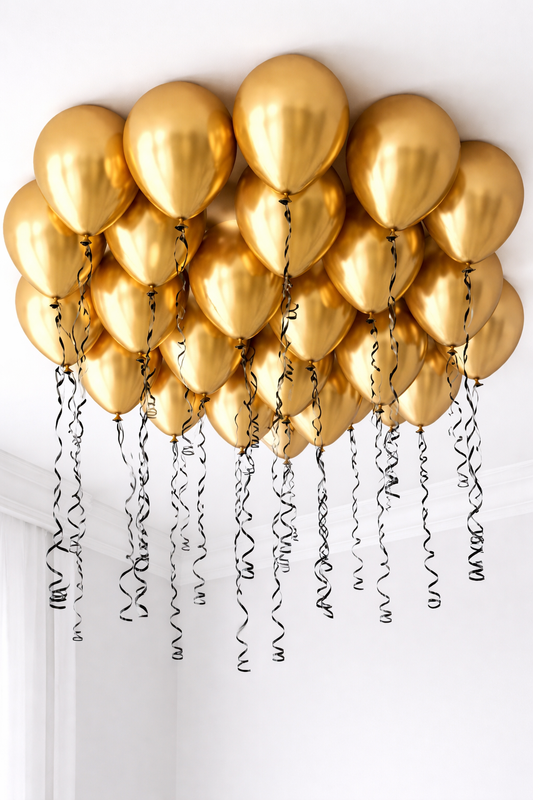 Gold Ceiling Sparkle - 25 Balloons