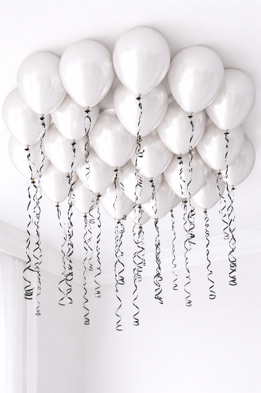 White Ceiling Sparkle - 25 Balloons