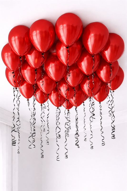 Red Ceiling Sparkle - 25 Balloons