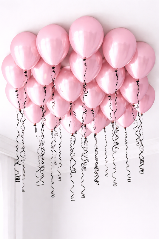 Pink Ceiling Sparkle - 25 Balloons