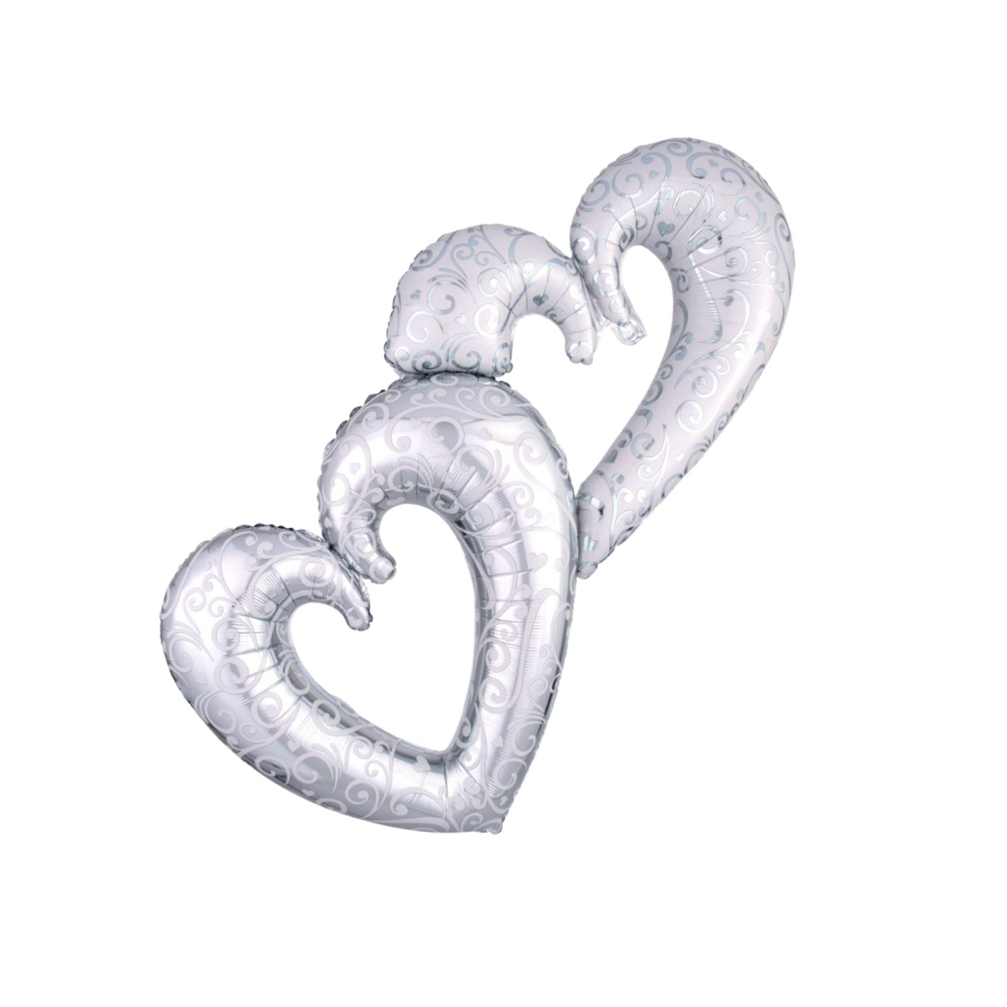 Silver Interlocking Hearts Foil Balloon 53"