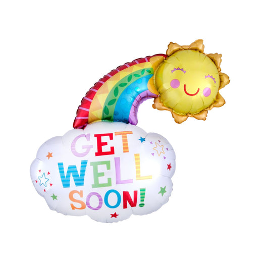 Get Well Happy Rainbow Super Shape Foil Balloon 30"