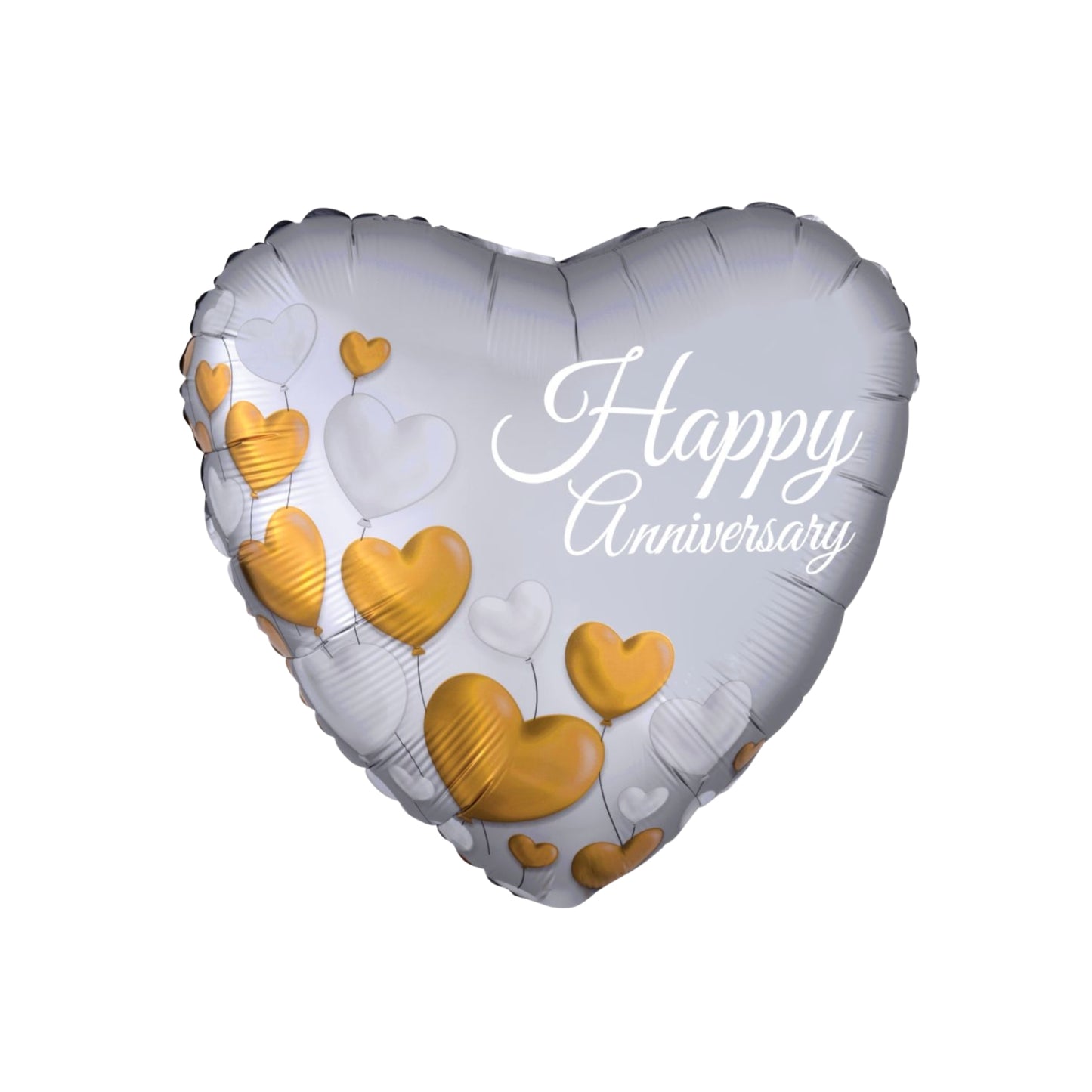 Happy Anniversary Platinum Heart Balloon 18''