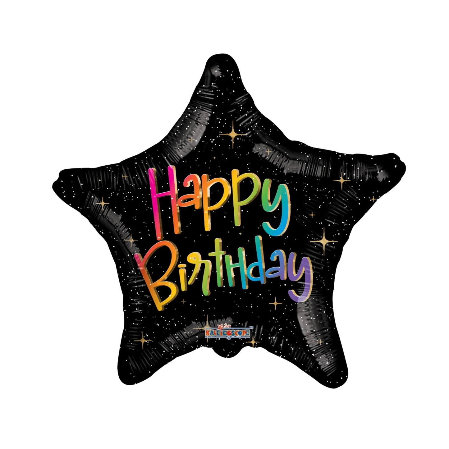 Happy Birthday Black Star Helium Foil Balloons 18''