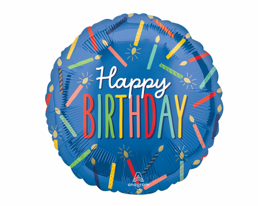 Candles Happy Birthday Balloon 18"