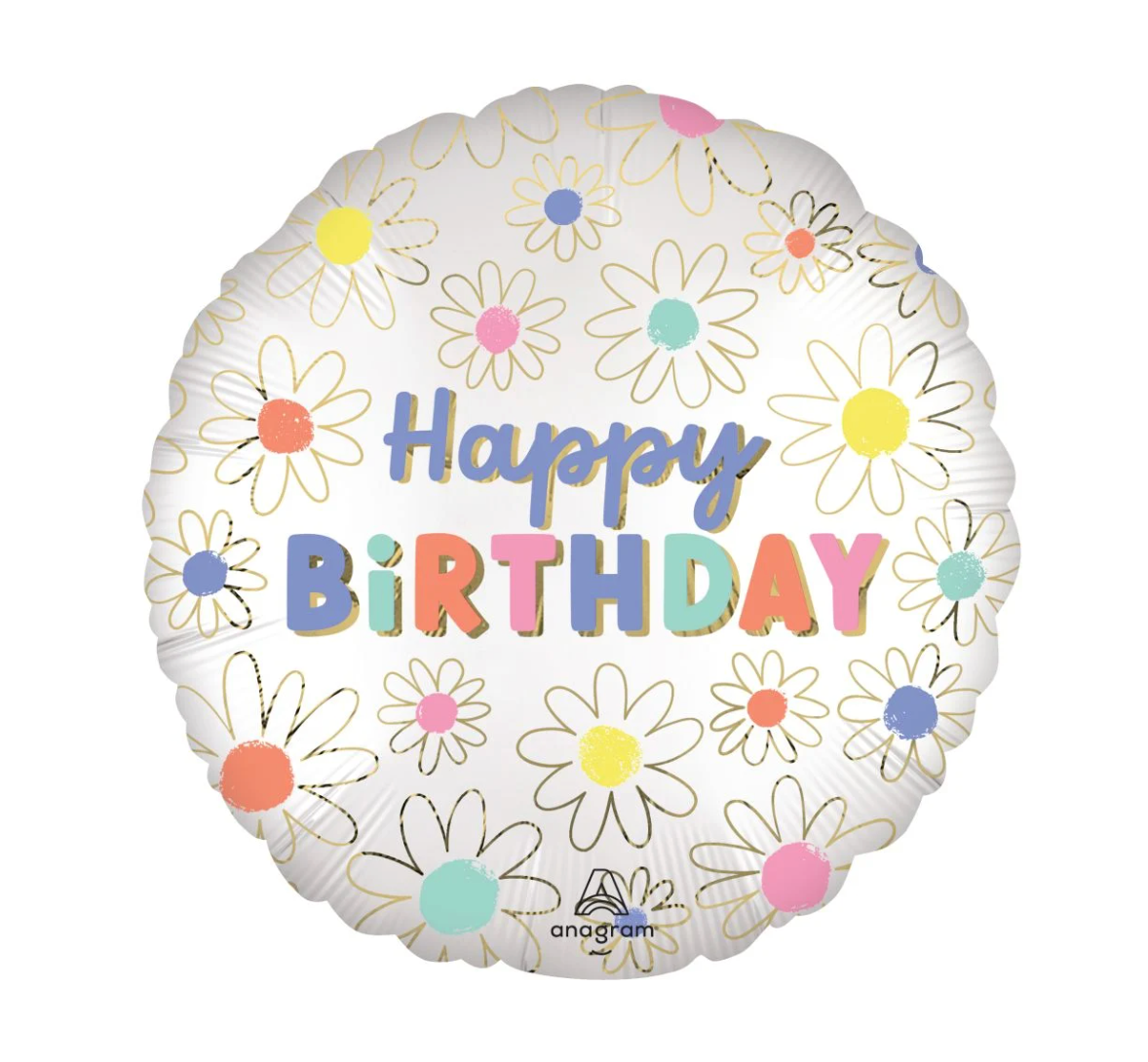 Pastel Flowers Happy Birthday Balloon 18"
