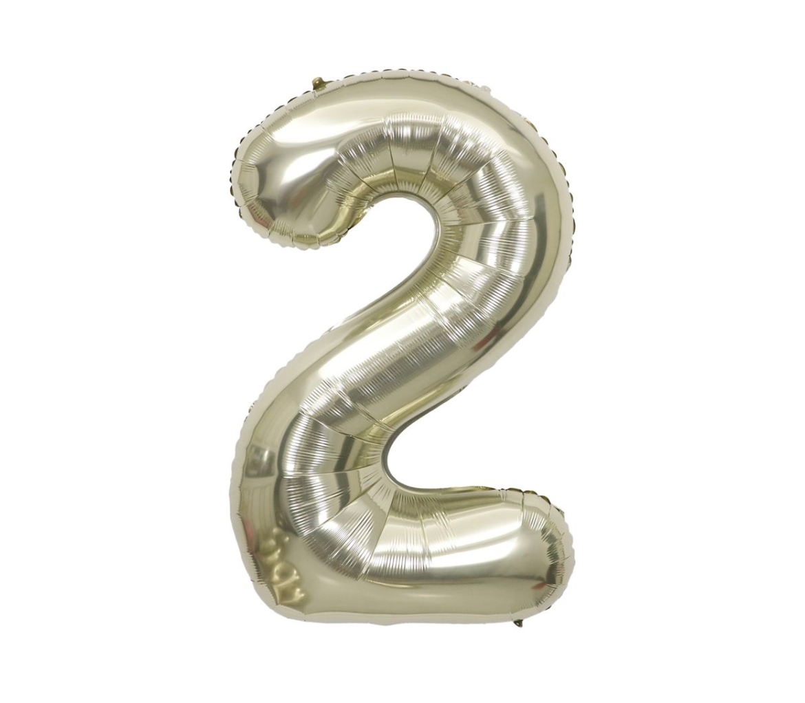 Large Number Champagne White Gold Foil Balloons 34"