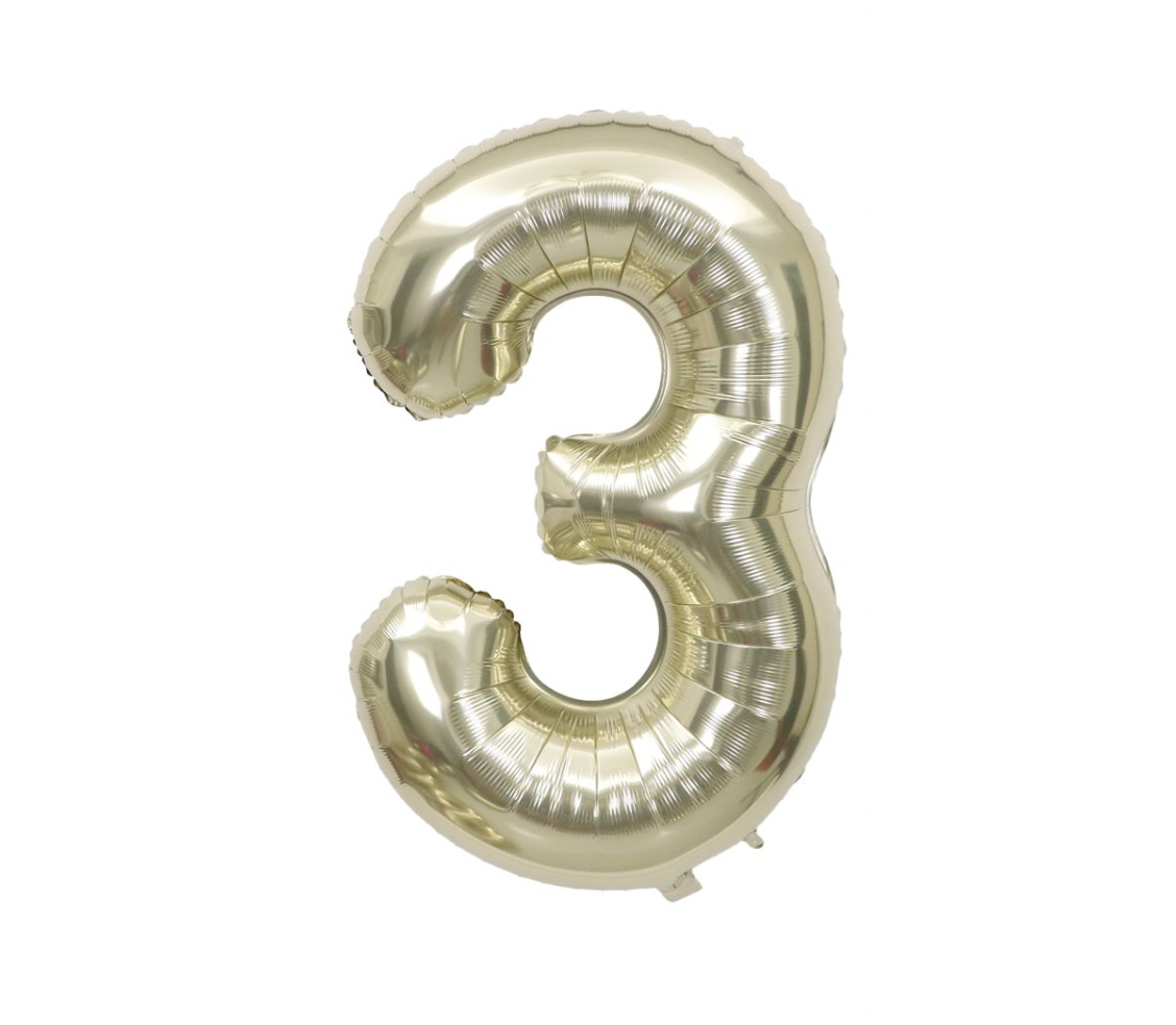 Large Number Champagne White Gold Foil Balloons 34"