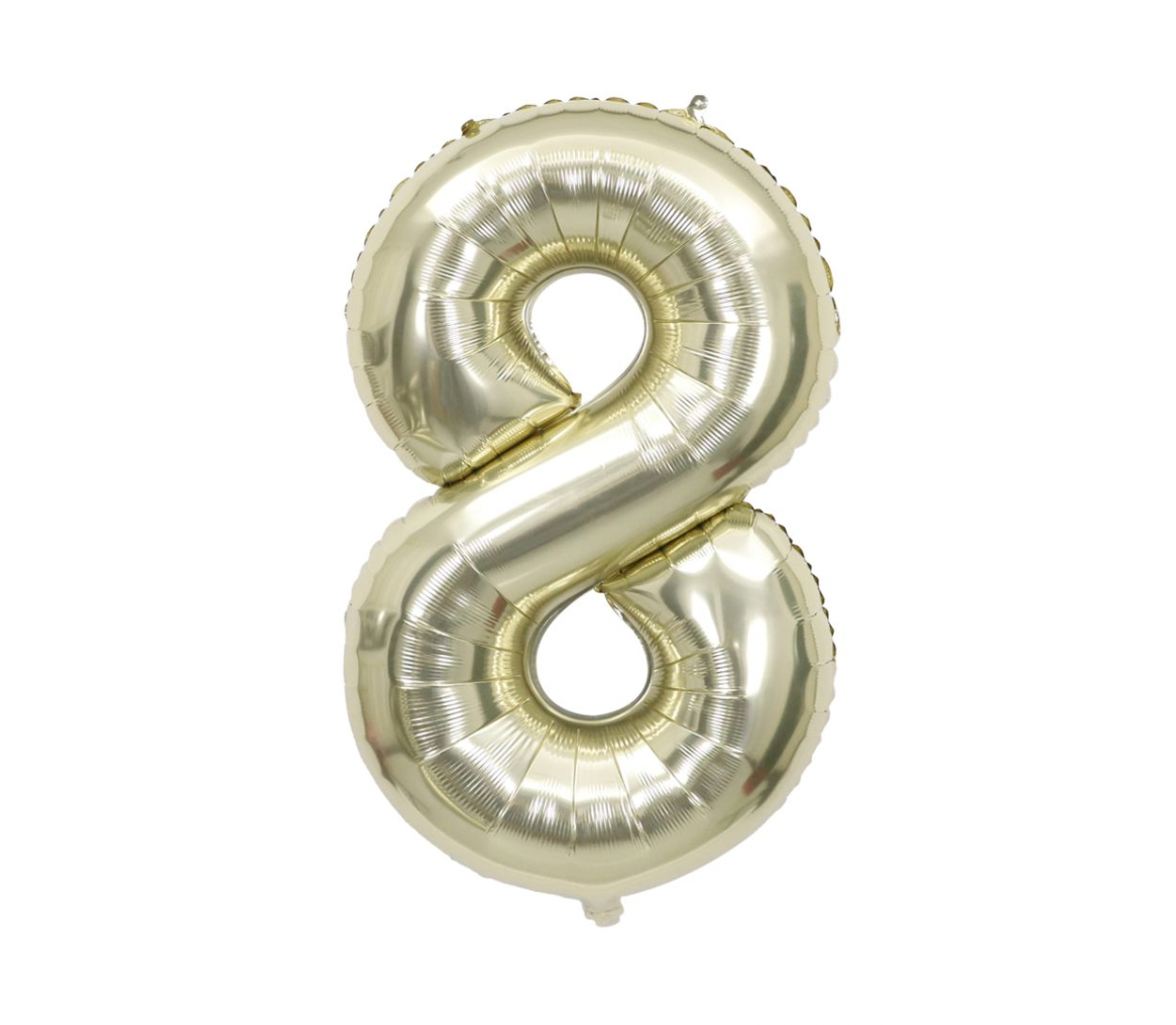 Large Number Champagne White Gold Foil Balloons 34"