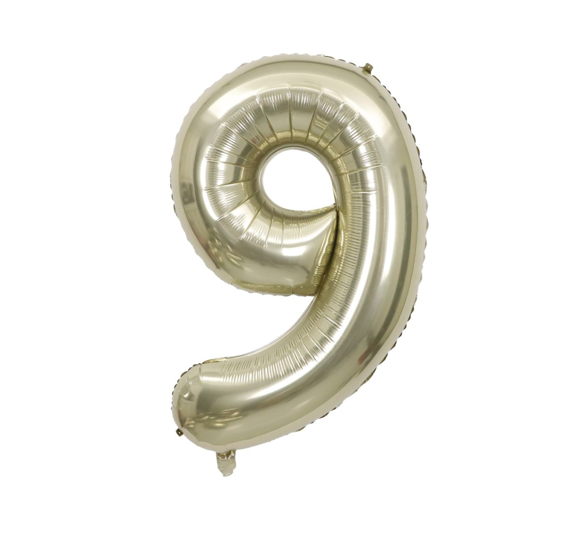 Large Number Champagne White Gold Foil Balloons 34"